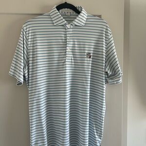 White and Blue Striped Golf Shirt